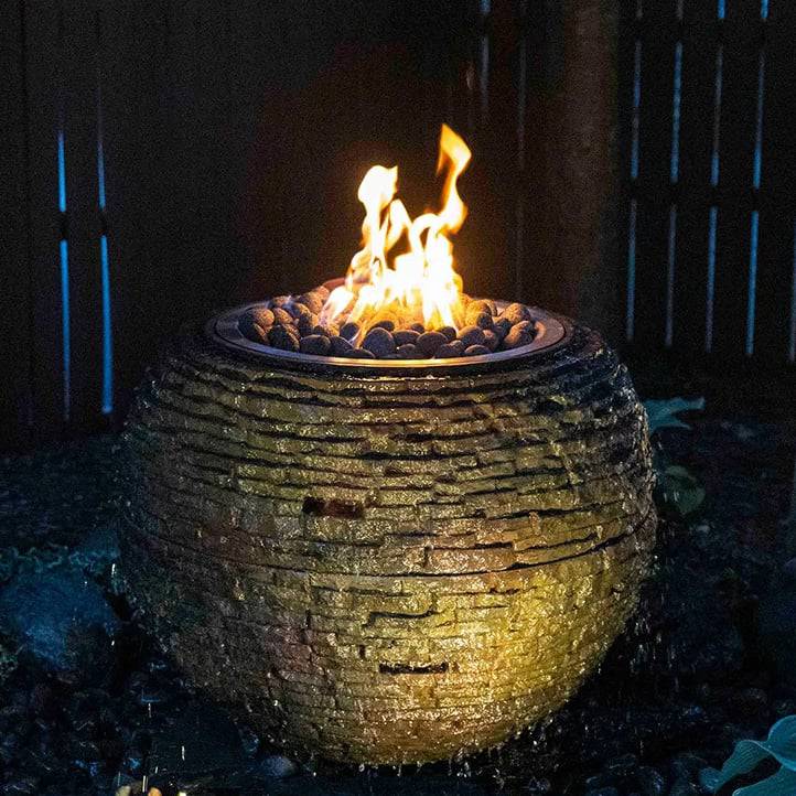 Aquascape Fire And Water Stacked Slate Sphere - Installed